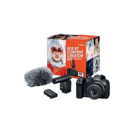EOS R7 Content Creator Kit con Lente RF-S 18-45mm, Micrófono DM-E1D y Batería Adicional LP-E6NH