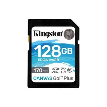 Tarjeta SD 128Gb UHS-I U3 Canvas Go Plus Kingston 170mb/s