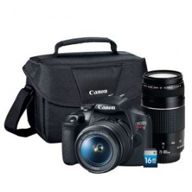 EOS Rebel T7 Kit con Lentes EF-S 18-55mm y EF 75-300mm, Tarjeta SD 16GB y Maleta 200ES