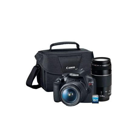 EOS Rebel T7 Kit con Lentes EF-S 18-55mm y EF 75-300mm, Tarjeta SD 16GB y Maleta 200ES