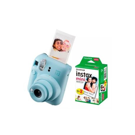 Cámara Instantánea FUJIFILM INSTAX MINI 12 Azul (Pastel Blue) + Cartucho para 20 Fotos