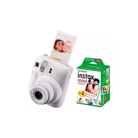 Cámara Instantánea FUJIFILM INSTAX MINI 12 Blanca (Clay White) + Cartucho para 20 Fotos