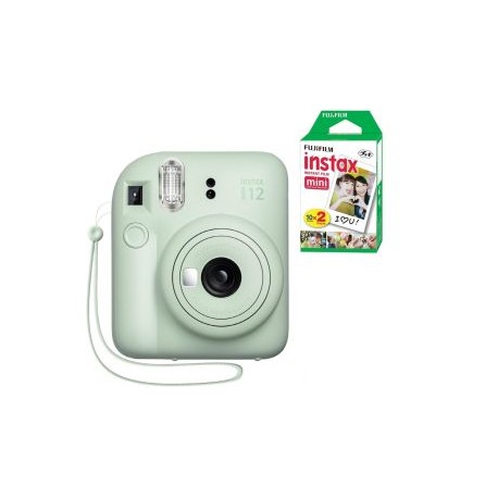Cámara Instantánea FUJIFILM INSTAX MINI 12 Verde (Mint Green) + Cartucho para 20 Fotos