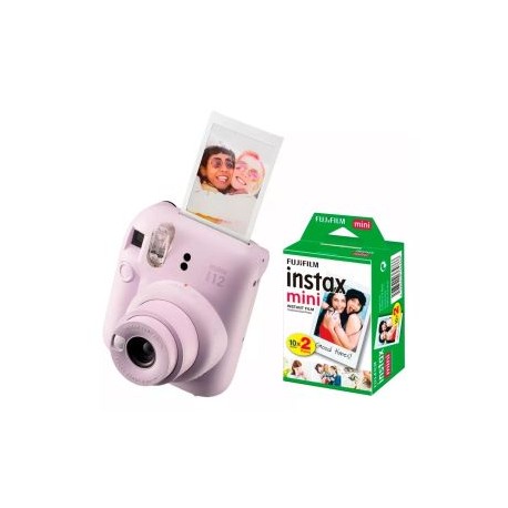 Cámara Instantánea FUJIFILM INSTAX MINI 12 Rosa (Blossom Pink) + Cartucho para 20 Fotos